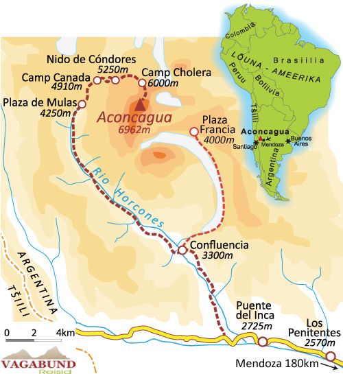 Aconcagua climb - Tour Map